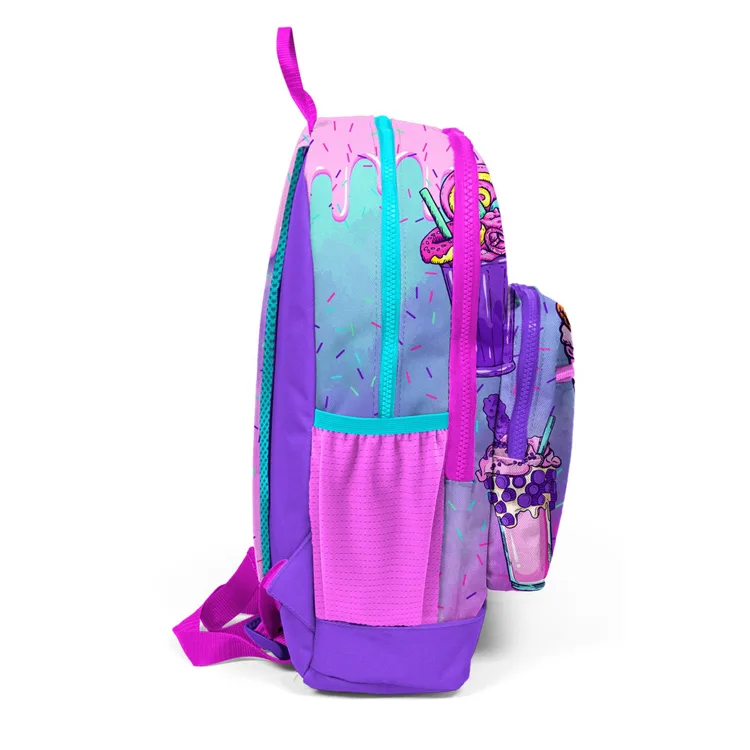 CORAL HIGH 23749 KIDS PEMBE MOR MILKSHAKE DONDURMA DESENLİ DÖRT BÖLMELİ SIRT ÇANTASI