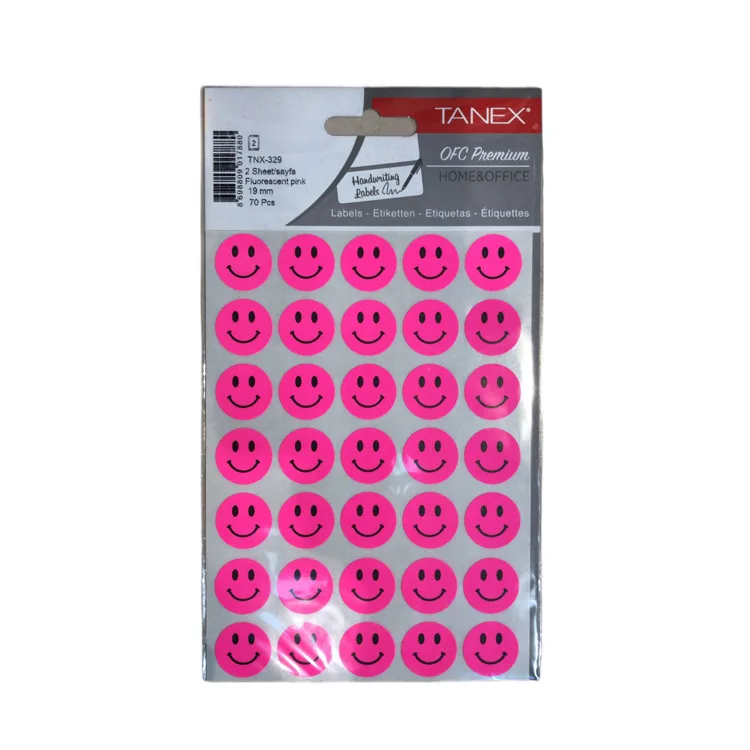TANEX TNX-329 19mm. FLORASAN PEMBE GÜLEN YÜZ STICKER 2'Lİ