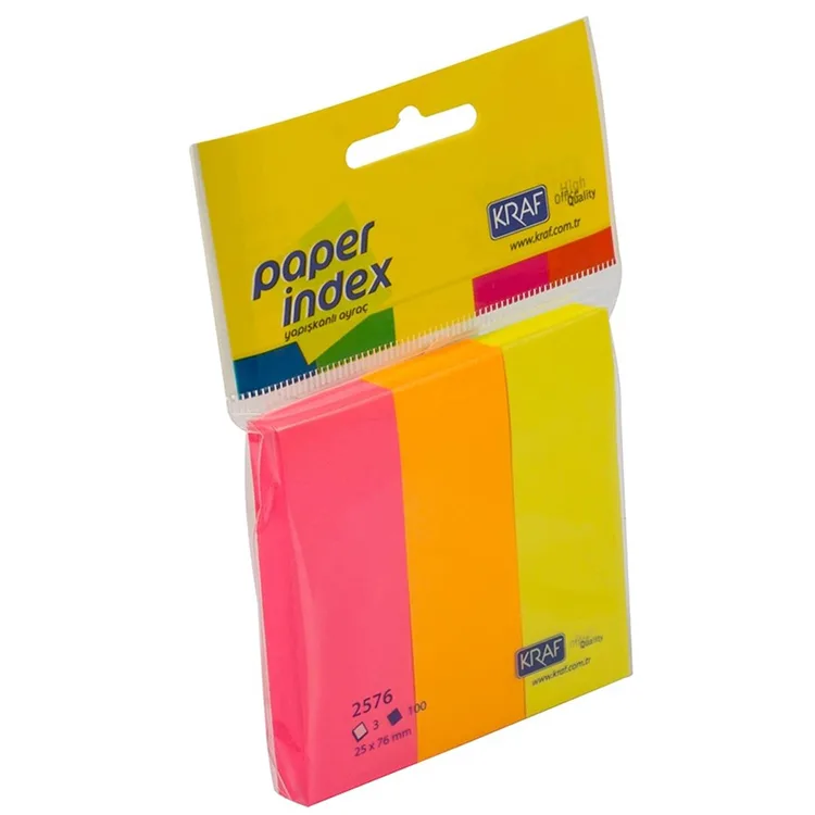 KRAF FILM YAPIŞKANLI AYRAÇ İNDEX 25x76mm. 100 SAYFA 3 RENK - 2576