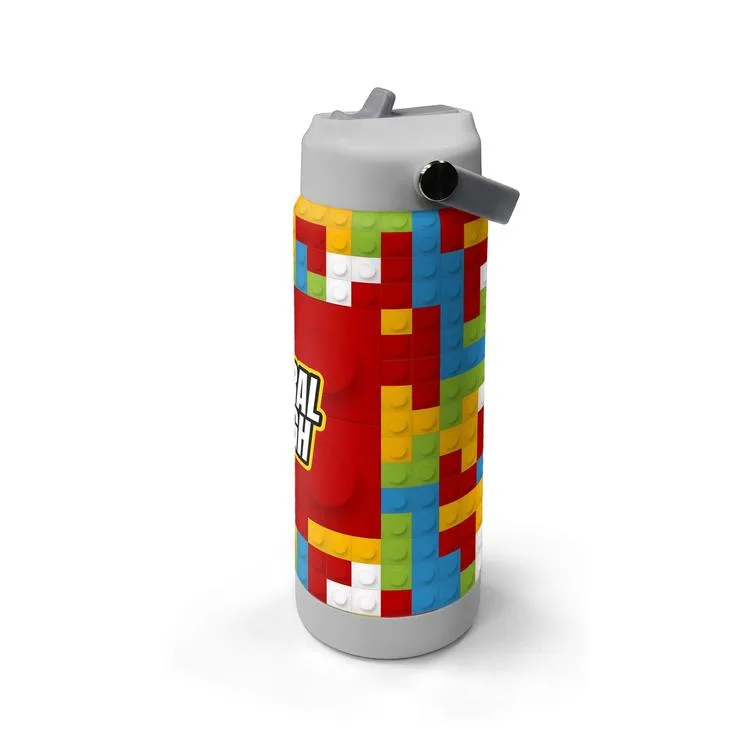 CORAL HIGH 38392 KIDS RENKLİ BLOK DESENLİ KATLANIR AĞIZLI PİPETLİ ÇELİK TERMOS 650ML