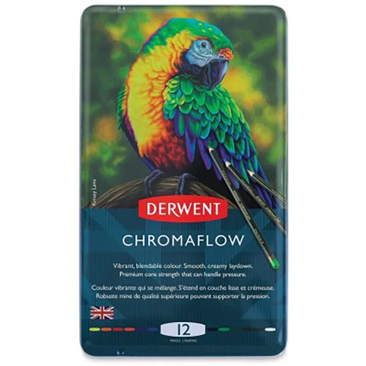 DERWENT CHROMAFLOW KURUBOYA KALEM SETİ 12 RENK TENEKE KUTU