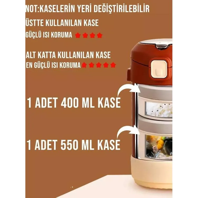 VAGONLİFE ÇELİK YEMEK KABI TEK HAZNELİ İKİ BÖLMELİ LUNCH BOX BL10081 1800 ML