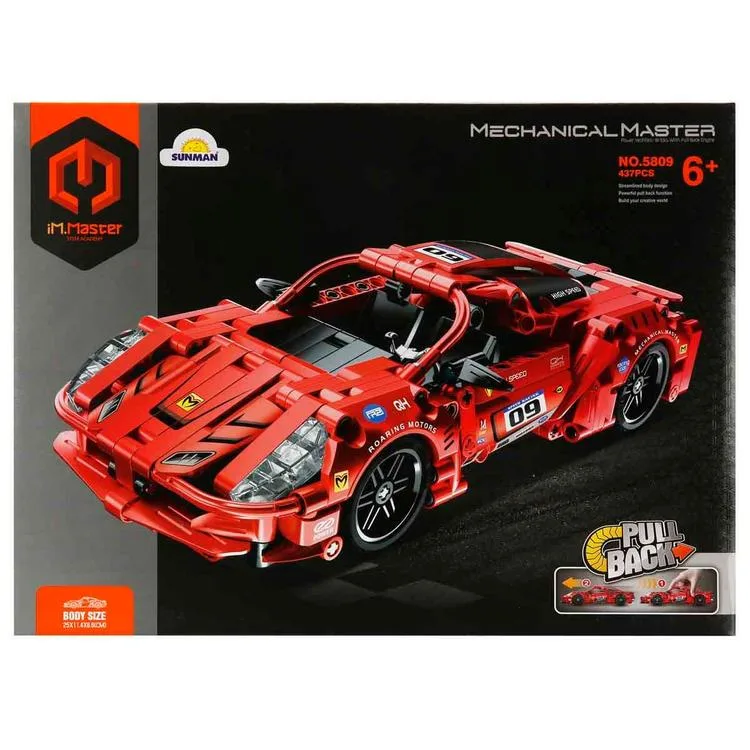 SUNMAN İM. MASTER NO.5809 ÇEK-BIRAK SÜPER ARABA KIRMIZI LEGO YAPIM SETİ 437 PARÇA 6+