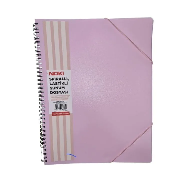 NOKİ A4 SPİRALLİ LASTİLKİ 60'LI SUNUM DOSYASI -PASTEL PEMBE