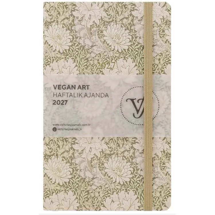 VICTORIA'S JOURNALS 226-2320 13x21cm SMYTH VEGAN ART SERT KAPAK CEPLİ LASTİKLİ HAFTALIK AJANDA - DESEN 4