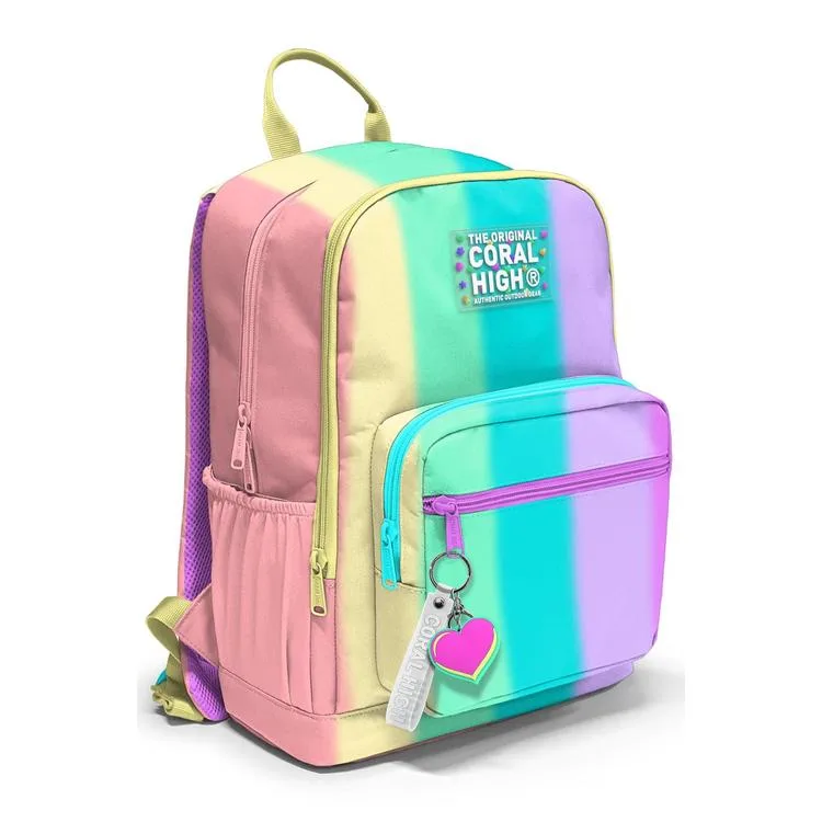 CORAL HIGH 23630 KIDS RENKLİ ÇİZGİLİ DESENLİ DÖRT BÖLMELİ SIRT ÇANTASI