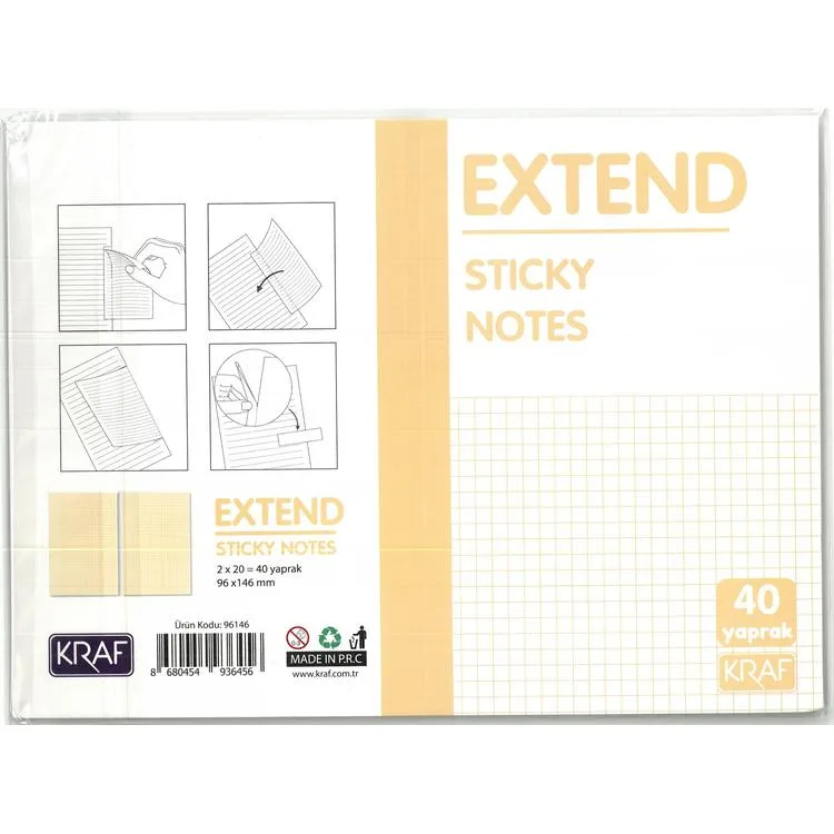 KRAF 96146 YAPIŞKANLI NOT KAĞIDI EXTEND 96x146mm (2x20) 40 YP.