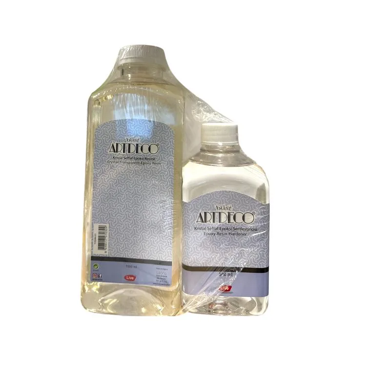 ARTDECO KRİSTAL ŞEFFAF EPOKSİ REÇİNE 1000 ML. + ARTDECO KRİSTAL ŞEFFAF EPOKSİ SERTLEŞTİRİCİ 500 ML. (054M-01 + 054L-02)