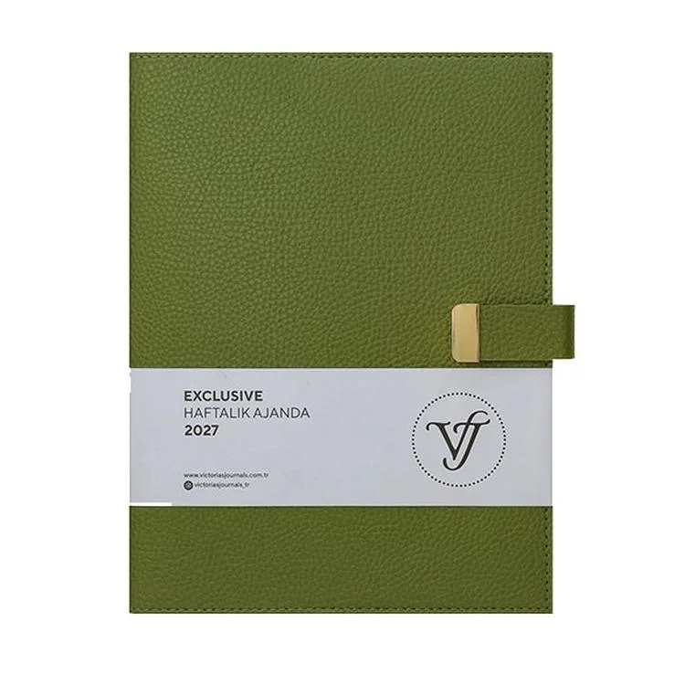 VICTORIA'S JOURNALS 226-2306 19x25cm A4 EXECUTIVE KENAR YALDIZLI ESNEK KAPAK HAFTALIK AJANDA - YEŞİL