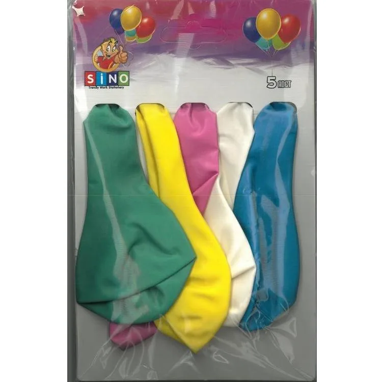 SİNO BLN-10 KARIŞIK RENK 12" BALON 5'Lİ TEK KARTELA (ADET)