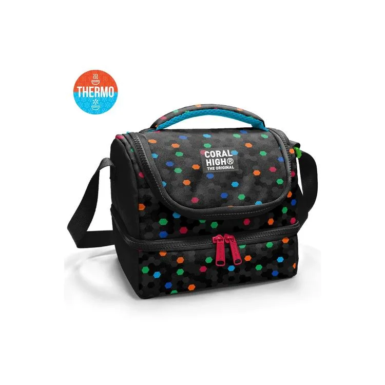 CORAL HIGH 37204 KIDS SİYAH RENKLİ PETEK DESENLİ THERMO İKİ KATLI BESLENME ÇANTASI