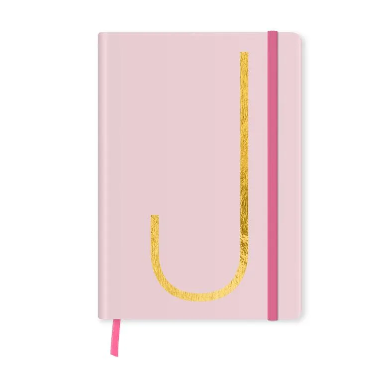 DEFFTER FABOOKS MONOGRAM HARF BASKILI LASTİKLİ SERT KAPAK ÇİZGİLİ DEFTER 168 SYF - J