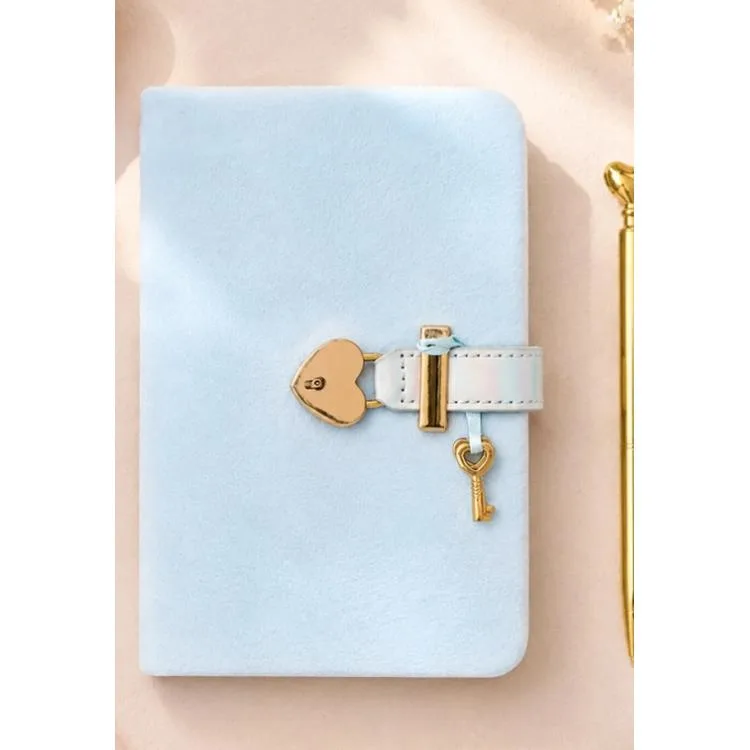 VICTORIA'S JOURNALS 126-2755 HUSH HUSH KİLİTLİ KUTULU VE KALEMLİ 100gr.192YP.ÇİZGİLİ DEFTER - MAVİ