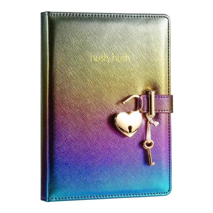 VICTORIA'S JOURNALS 124-1101 HUSH HUSH HEART KİLİTLİ 13x18cm 80gr.160YP.ÇİZGİLİ DEFTER METALİK LİLA