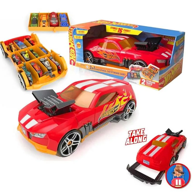 MATTEL HWCC15R HOT WHEELS 15 ARAÇ KAPASİTELİ YARIŞ ARABA MODELİ 2İN1 KIRMIZI TAŞIMA VE SAKLAMA ÇANTASI +3