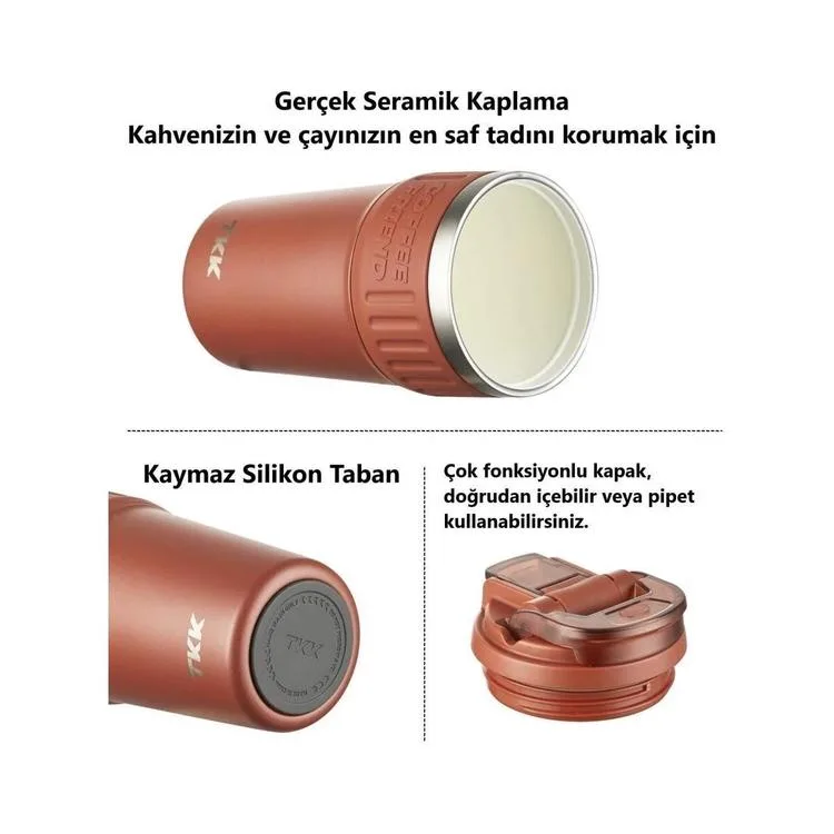 VAGONLİFE T2023 TKK PİPETLİ ASKILI ÇELİK TERMOS MUG 630 ML KIRMIZI
