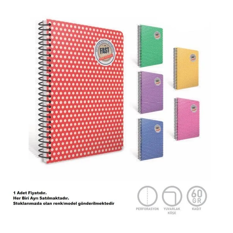 GIPTA FAST NOTEBOOK SPİRALLİ PP. KAPAK A4 80YP. ÇİZGİLİ DEFTER 8570 - TEKLİ