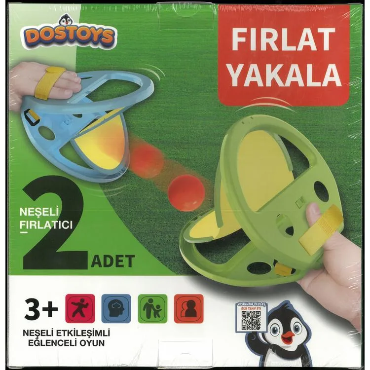 DOSTOYS 33 FIRLAT YAKALA TOP OYUN SETİ 2'Lİ NEŞELİ FIRLATICI KUTULU 3+