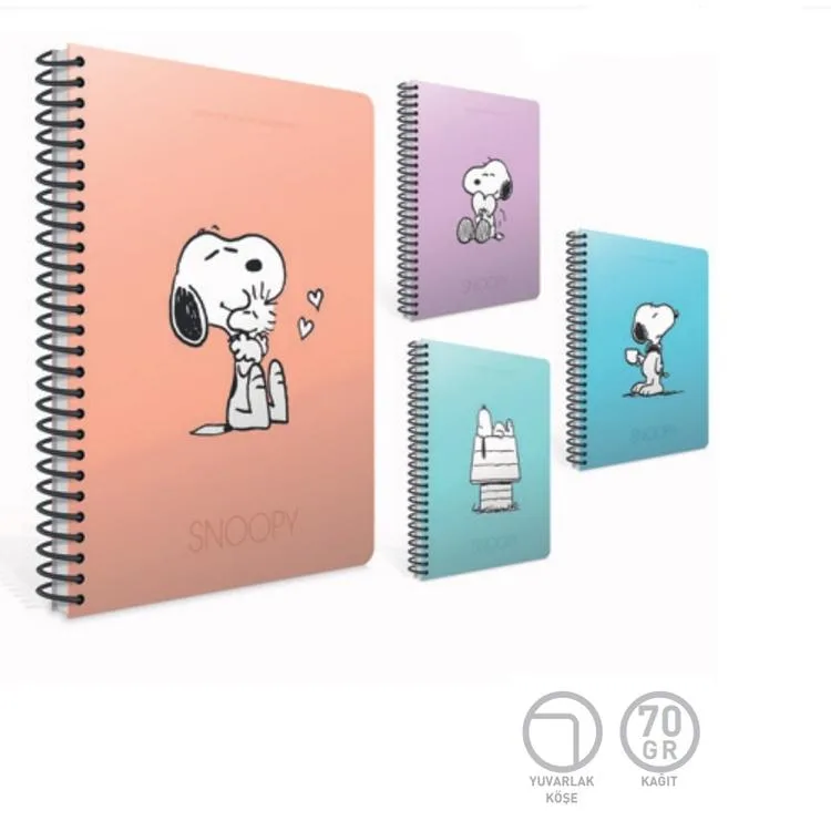 GIPTA SNOOPY 17X24 SPİRALLİ PP KAPAK 80YP. KARELİ DEFTER