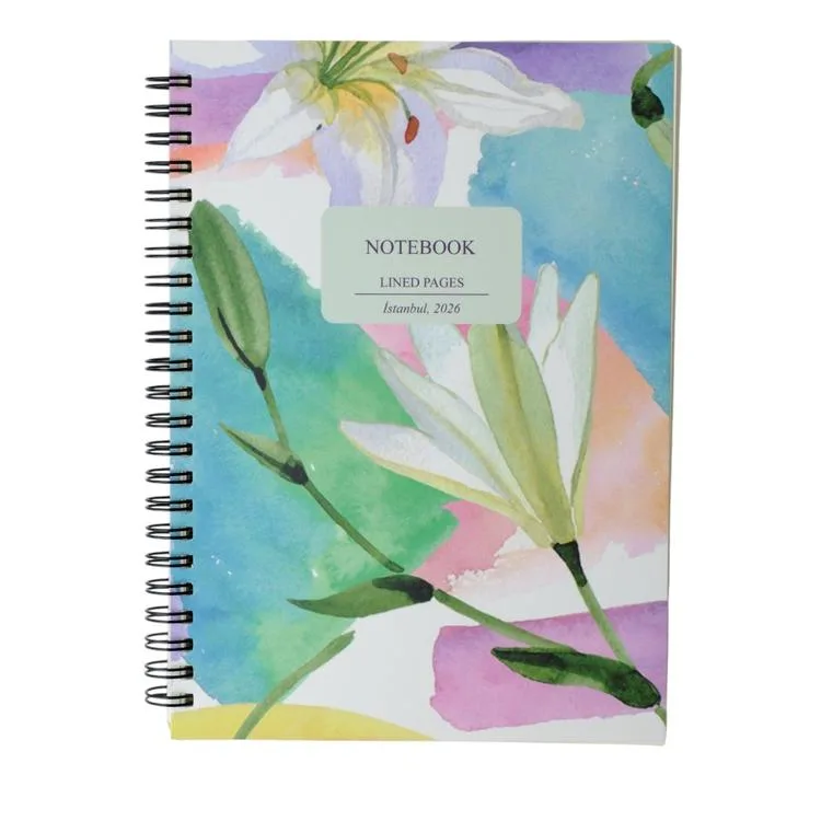 DEFFTER LILIES / SPİRALLİ KARTON KAPAK A5 ÇİZGİLİ DEFTER 80YP.