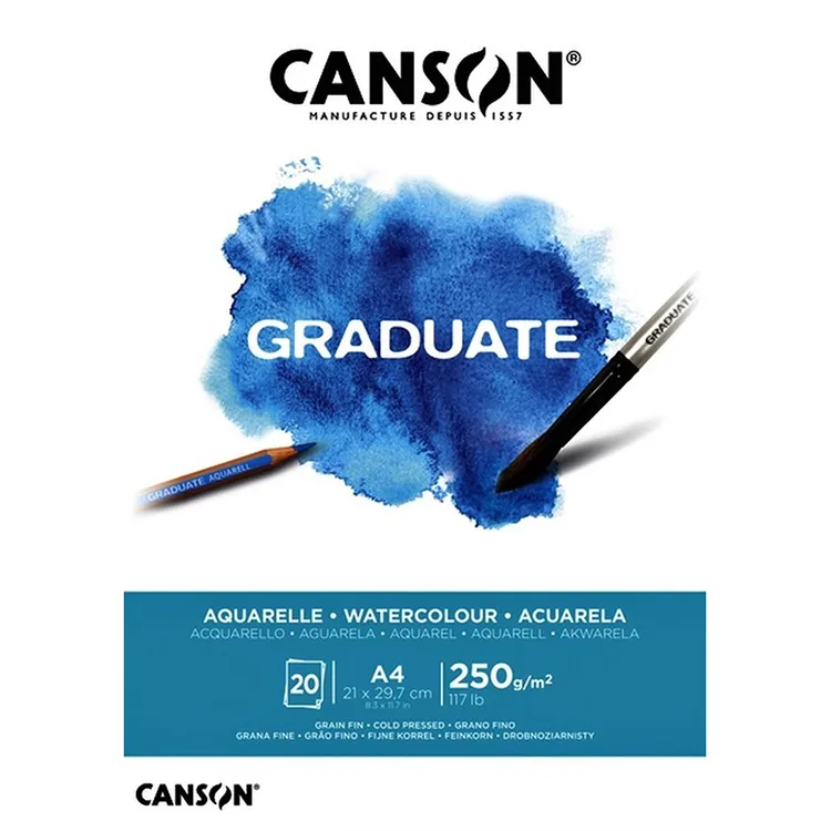 CANSON A4 GRADUATE AQUARELLE 250 GR SULUBOYA DEFTERİ 20 YP.