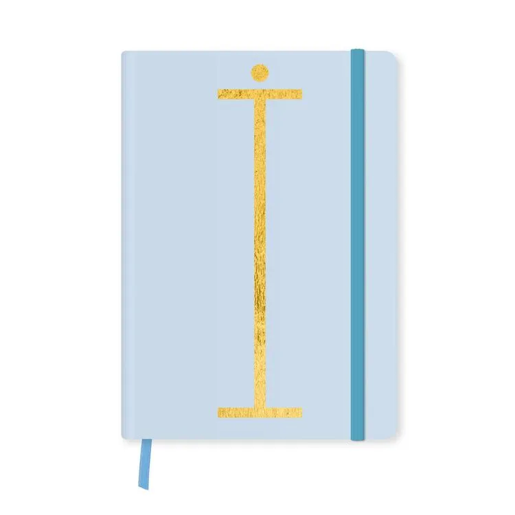 DEFFTER FABOOKS MONOGRAM HARF BASKILI LASTİKLİ SERT KAPAK ÇİZGİLİ DEFTER 168 SYF - İ