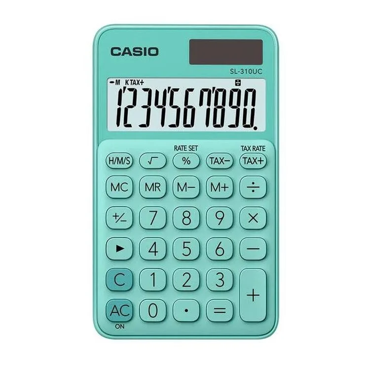 CASIO SL-310UC-GN-N-DC 10 HANE CEP TİPİ HESAP MAKİNESİ - AÇIK YEŞİL