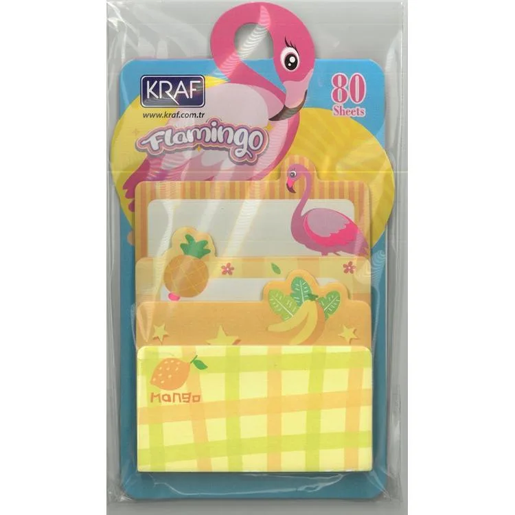 KRAF 2216FL FLAMINGO YAPIŞKANLI NOT KAĞIDI 1 SET 4 x20/ 80 YP.