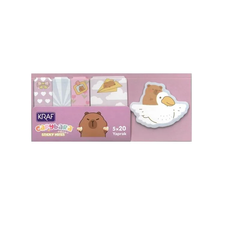 KRAF 2217-CB CAPYBARA 5 X 20YP YAPIŞKANLI NOT KAĞIDI SET - TEKLİ