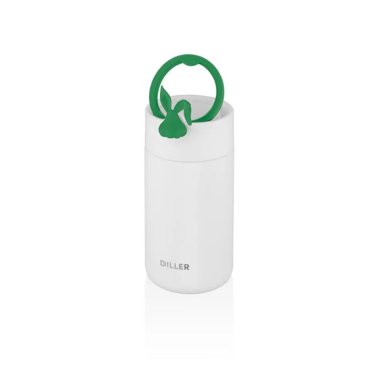 VAGONLİFE DILLER SÜZGEÇLİ TAVŞAN FİGÜRLÜ SİLİKON TAŞIMA KULPLU ÇELİK MATARA D9078 420 ML