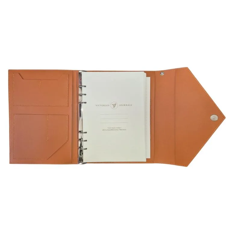 VICTORIA'S JOURNALS MUSE 126-2726 KUTULU VEGAN DERİ A5 120 GR. 96 YP. DEĞİŞTİRİLEBİLEN İÇ ÇİZGİLİ ORGANİZER DEFTER TURUNCU