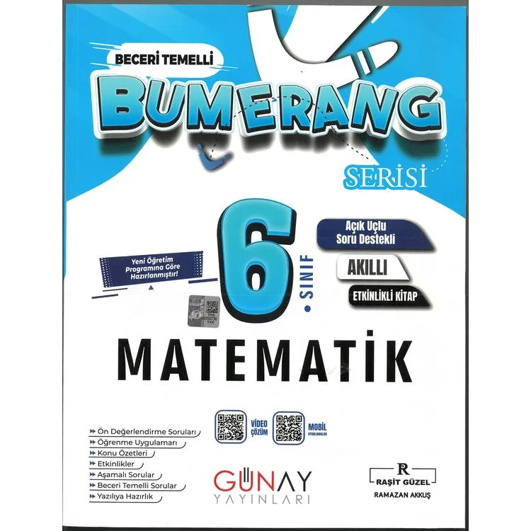 GÜNAY 6. SINIF MATEMATİK BUMERANG BECERİ TEMELLİ AKILLI ETKİNLİKLİ KİTAP SORU BANKASI