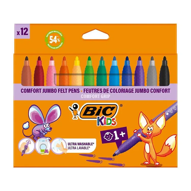 BİC 517250 KIDS COMFORT JUMBO KEÇELİ KALEM 12 RENK