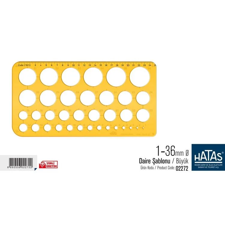 HATAS 02272 DAİRE ŞABLONU 1-36mm CETVELLİ
