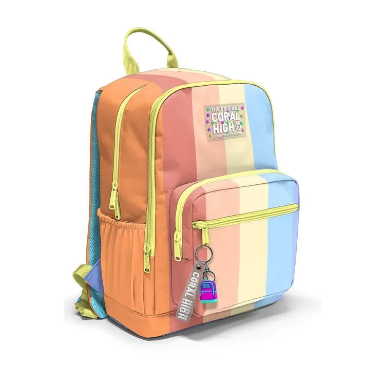CORAL HIGH 23680 KIDS RENKLİ ÇİZGİLİ DÖRT BÖLMELİ SIRT ÇANTASI