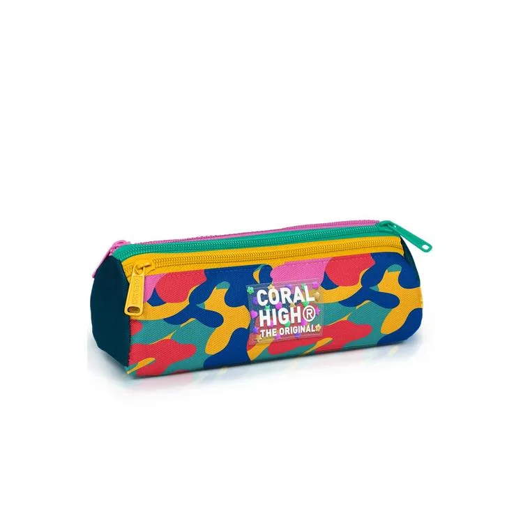 CORAL HIGH 31032 RENKLİ KAMUFLAJ DESENLİ ÜÇ BÖLMELİ KALEM ÇANTASI