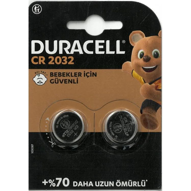 DURACELL CR2032 3V LİTYUM DÜĞME PİL 2'Lİ TEK PAKET