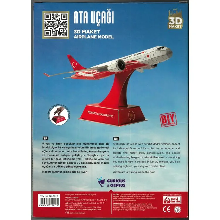BAL 55117 3D MAKET ATA UÇAĞI/ AIRPLANE MODEL 30 PARÇA 5+