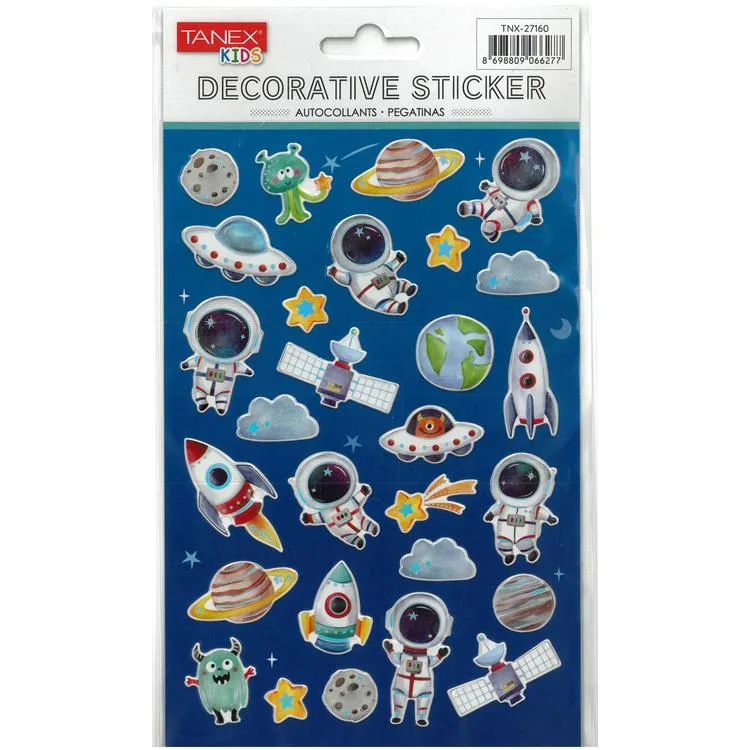 TANEX KIDS TNX-27160 DEKORATİF ETİKETLER - PUFFY UZAY MACERASI SERİSİ STICKER