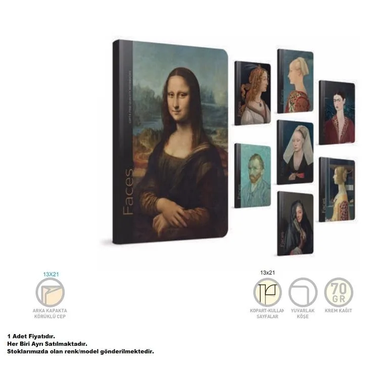 GIPTA FACES İPLİK DİKİŞLİ SERT KAPAK BLOKNOT 13x21cm 120 YP ÇİZGİLİ DEFTER - TEKLİ