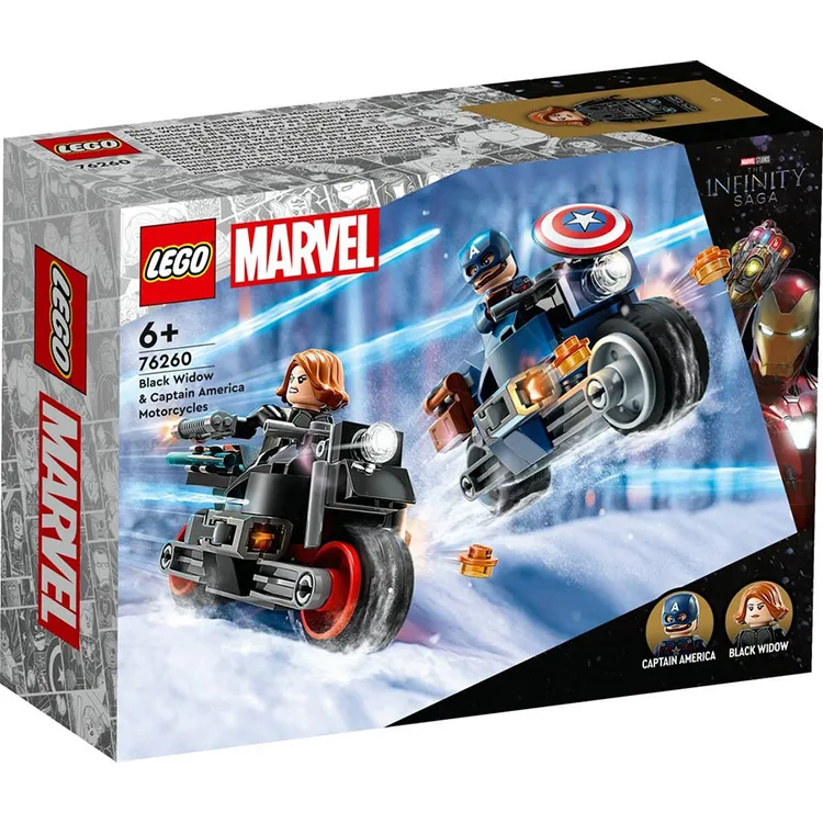LEGO 76260 MARVEL BLACK WIDOW VE CAPTAIN AMERİKA MOTOSİKLETLERİ 130 PARÇA 6+