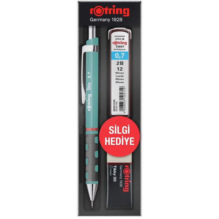 ROTRING TIKKY VERSATİL + MİN + SİLGİ 3'LÜ OKUL SETİ - 0.7 mm DENİZ MAVİ