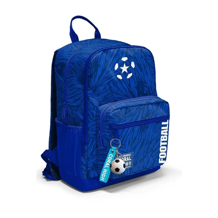 CORAL HIGH 23697 KIDS LACİVERT SAKS FUTBOL DESENLİ DÖRT BÖLMELİ SIRT ÇANTASI