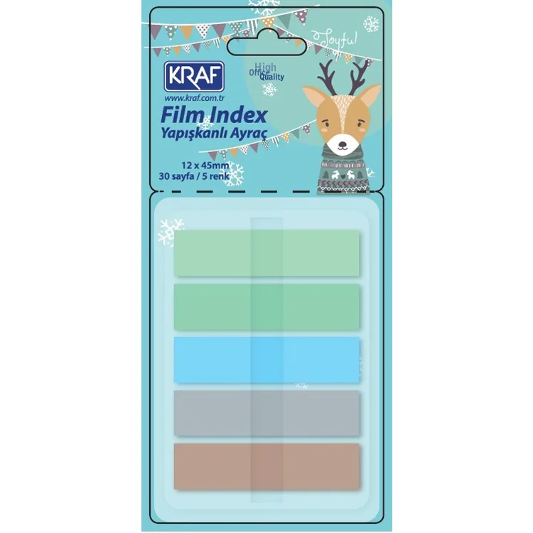 KRAF 51248-1 İNDEX FİLM (PP) 12x45mm. 5 RENKx30yp.POP-UP PASTEL YAPIŞKANLI AYRAÇ