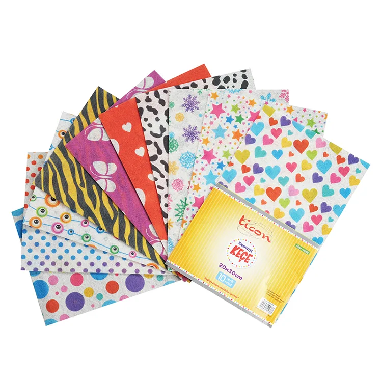 TİCON 259474 DESENLİ KEÇE 20X30CM 10'LU KARIŞIK RENK