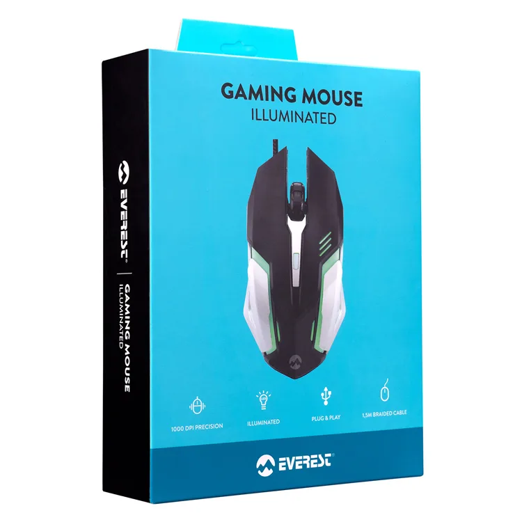 EVEREST SM-G72 USB AYDINLATMALI OYUNCU MOUSE SİYAH/GÜMÜŞ