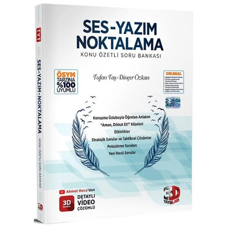 3D SES - YAZIM NOKTALAMA KONU ÖZETLİ SORU BANKASI