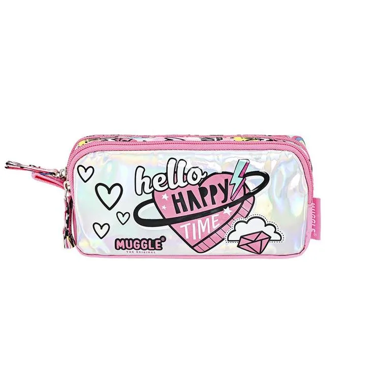 MUGGLE MU-9072 PINK AND PINK 2 BÖLMELİ KALEM ÇANTASI