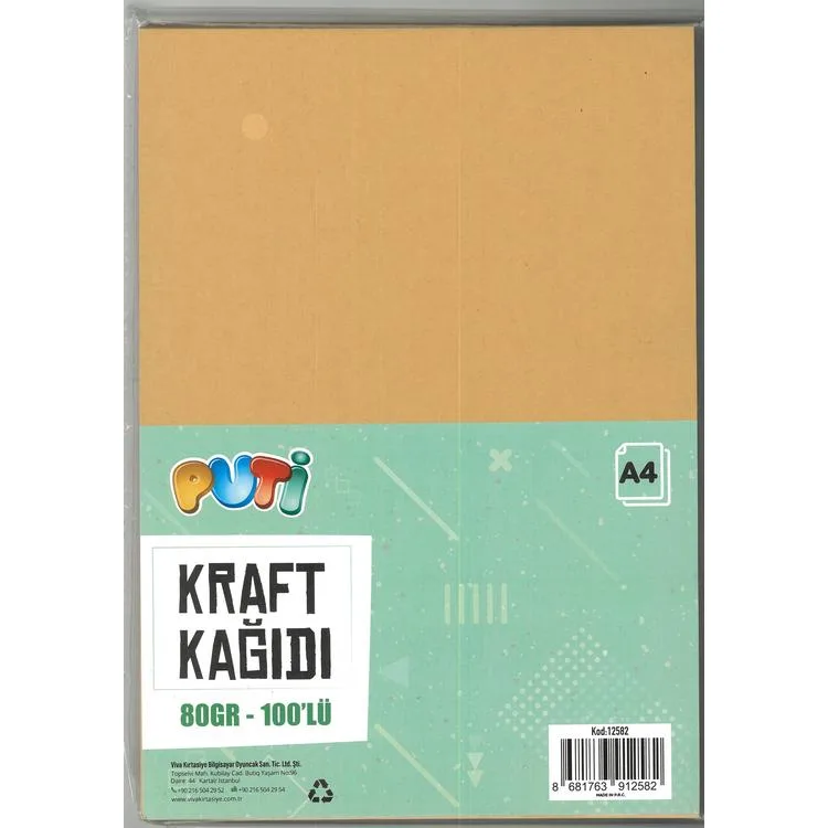 PUTİ 12582 KRAFT KAĞIDI A4 80GR. 100'LÜ