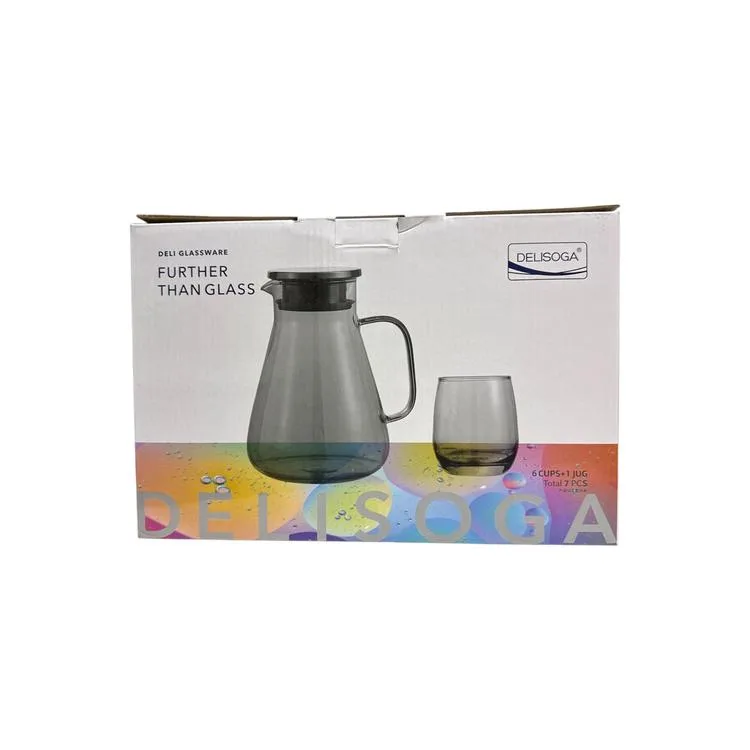DELISOGA GPH32-1700/L7HS METAL KAPAK RENKLİ CAM SÜRAHİ VE BARDAK TAKIMI 6+1